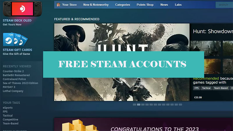 Free Steam Accounts and Passwords with games 2024